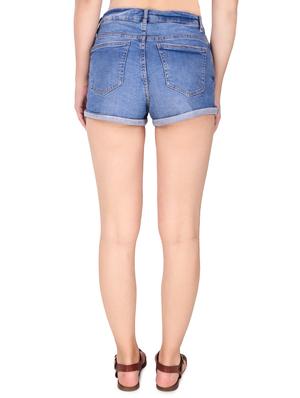 turn up hem denim shorts - 16354753 - Standard Image - 3