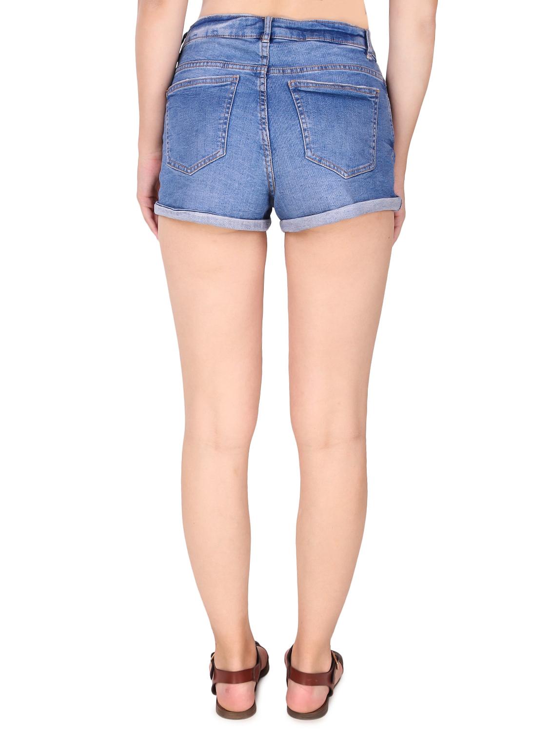 turn up hem denim shorts - 16354753 - Zoom Image - 3