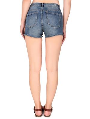 high rise distressed denim shorts - 16354757 - Standard Image - 3