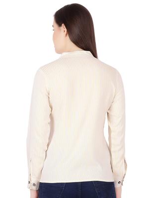 mandarin neck striped shirt - 16354858 - Standard Image - 3