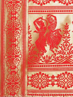 red silk banarasi dupatta - 16354872 - Standard Image - 3
