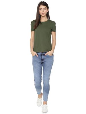 raw hem side taped cropped jeans - 16354930 - Standard Image - 3