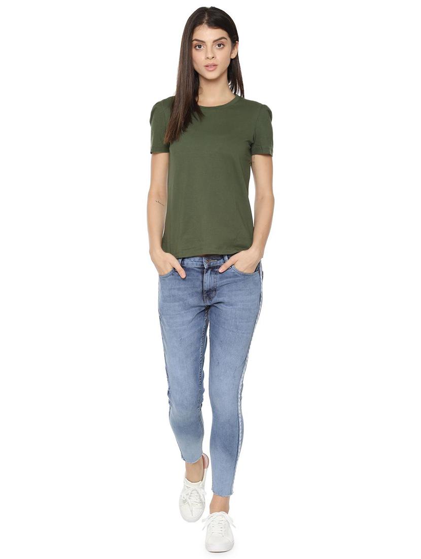 raw hem side taped cropped jeans - 16354930 - Zoom Image - 3