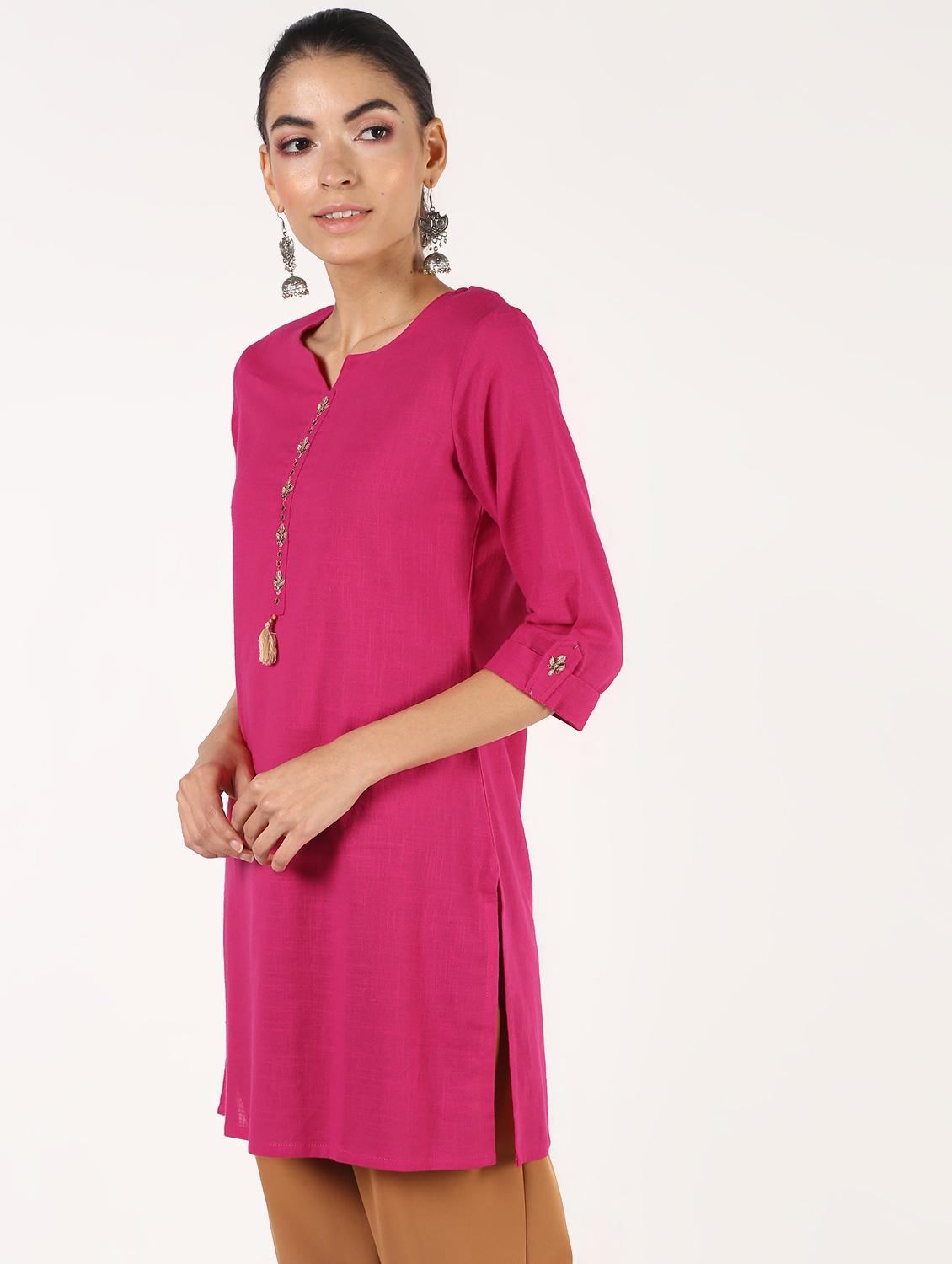 embroidered straight kurti - 16355758 - Zoom Image - 3