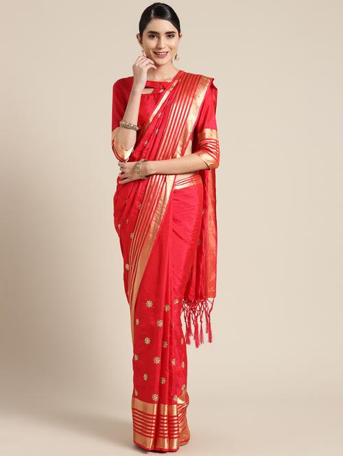 gold embroidered saree with blouse - 16356018 - Standard Image - 1