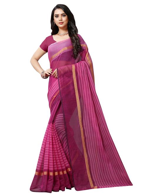 stripes printed saree with blouse - 16356338 - Standard Image - 1