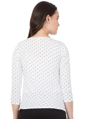 dot print boat neck top - 16356986 - Standard Image - 3