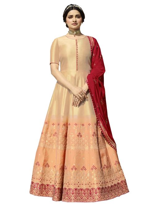 embroidered semi-stitched suit - 16357146 - Standard Image - 1