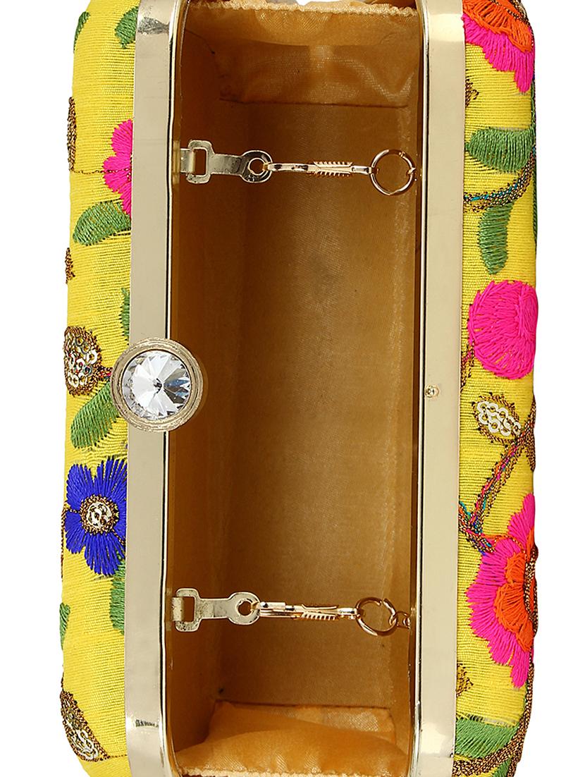 yellow cotton polyester blend box clutch - 16357191 - Zoom Image - 3