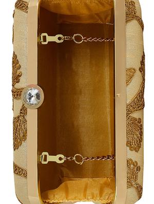 beige cotton polyester blend box clutch - 16357196 - Standard Image - 3