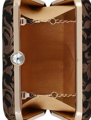 black cotton polyester blend box clutch - 16357200 - Standard Image - 3