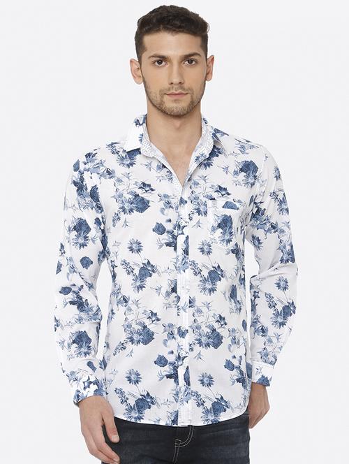 white floral print casual shirt - 16358140 - Standard Image - 1