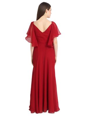 flared layered solid gown - 16358777 - Standard Image - 3