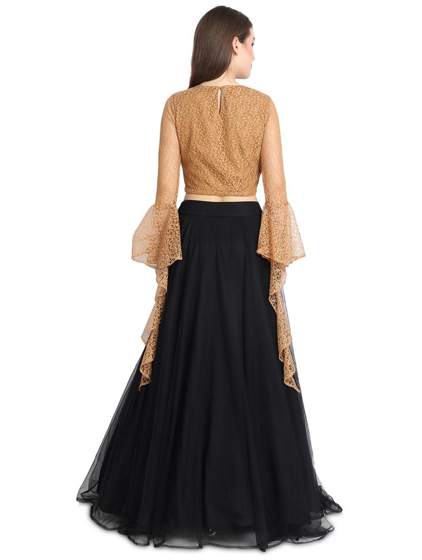 bell sleeves solid lehenga - 16358786 - Zoom Image - 3