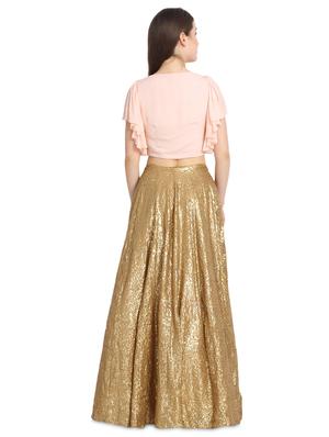 gold ruffle lehenga - 16358796 - Standard Image - 3