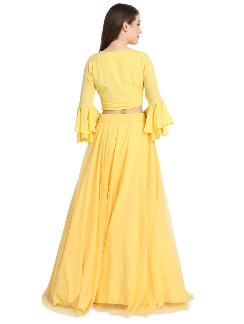 bell sleeves a-line lehenga - 16358811 - Zoom Image - 3