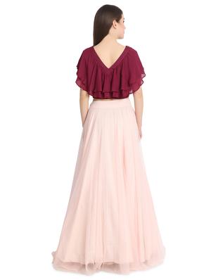 wine a-line lehenga - 16358818 - Standard Image - 3