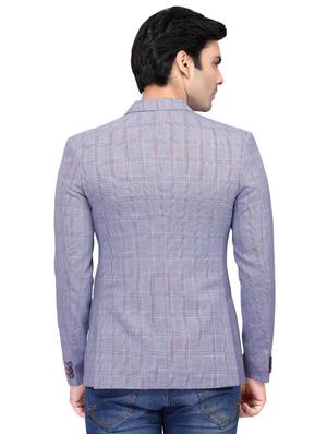 blue checkered single breasted casual blazer - 16360587 - Standard Image - 3