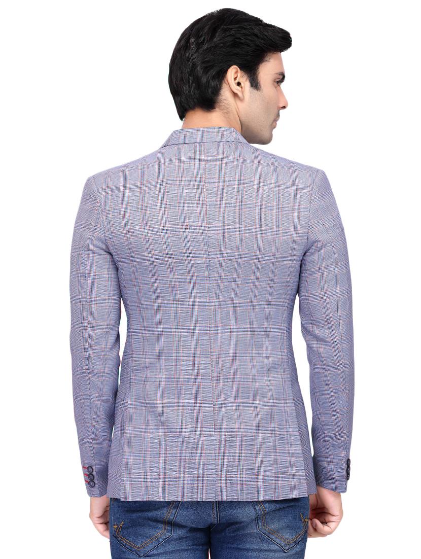 blue checkered single breasted casual blazer - 16360587 - Zoom Image - 3