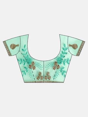 embroidered ruffled saree with blouse - 16363709 - Standard Image - 3