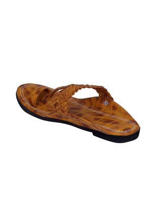 tan leatherette slip on slippers - 16365415 - Standard Image - 3