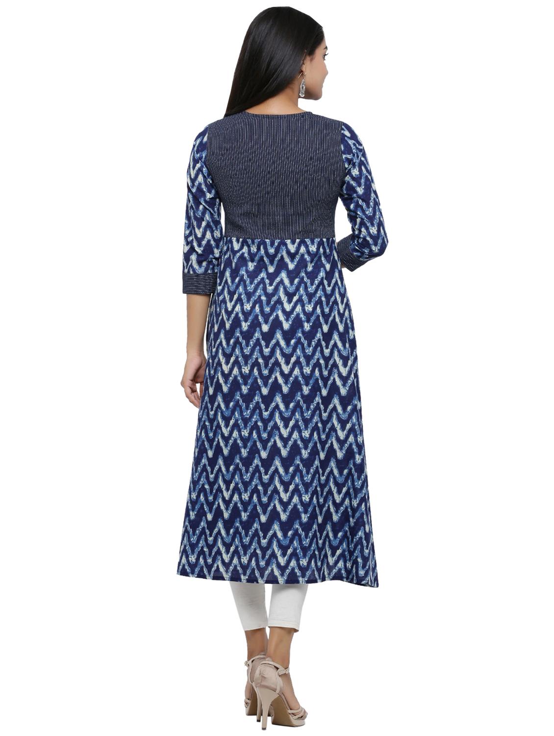 indigo a-line kurta - 16366456 - Zoom Image - 3