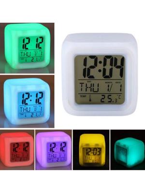 Color Changing Digital Clock & Thermometer (7 LED Colors in 1) Night Glowing Cube - 16367650 - Standard Image - 3