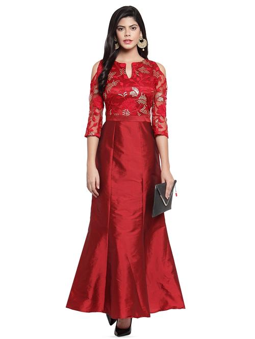 cold shoulder embellished gown - 16368049 - Standard Image - 1