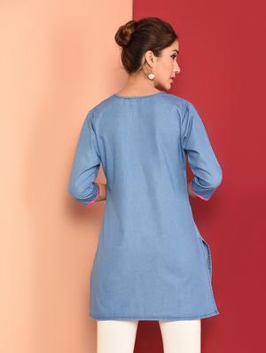 embroidered straight kurti - 16368600 - Standard Image - 3