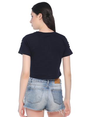 ladder ripped quirky text crop tee - 16368778 - Standard Image - 3