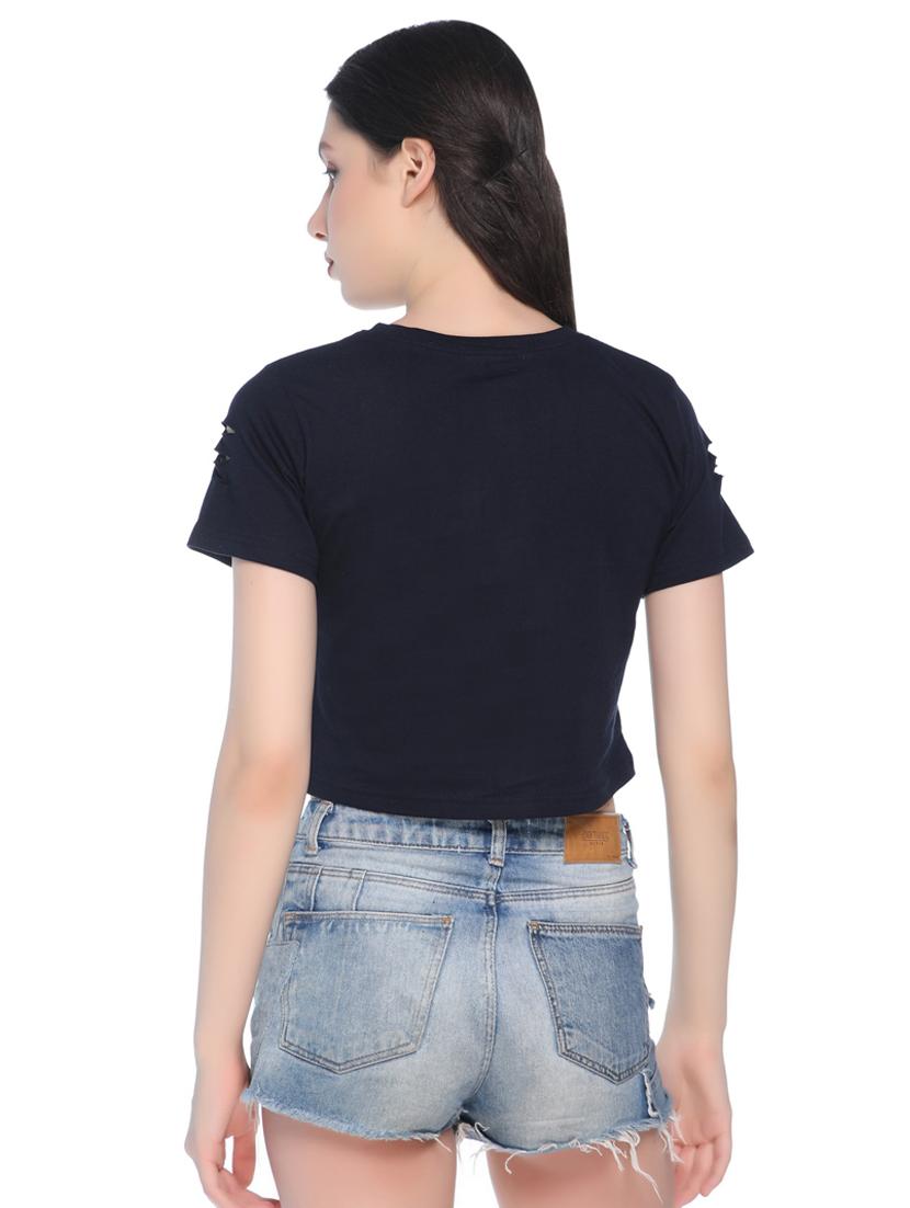 ladder ripped quirky text crop tee - 16368778 - Zoom Image - 3