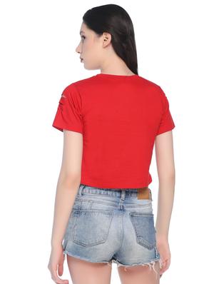 ladder ripped quirky text crop tee - 16368782 - Standard Image - 3
