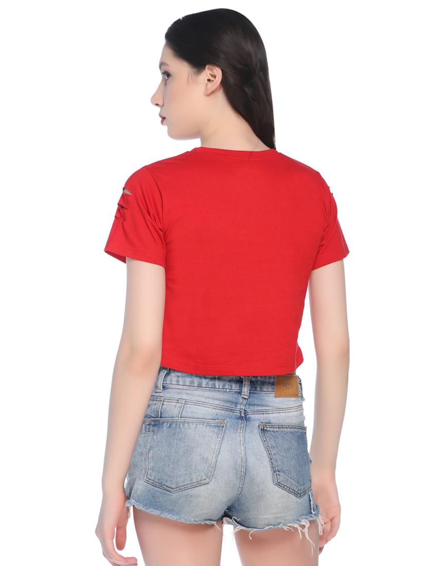 ladder ripped quirky text crop tee - 16368782 - Zoom Image - 3