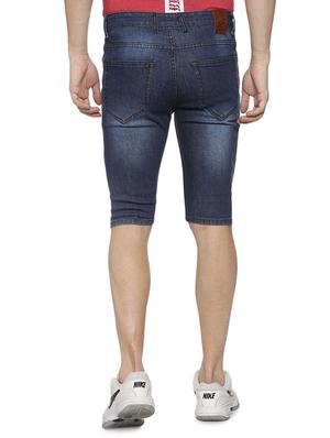 navy blue light washed denim shorts - 16369172 - Standard Image - 3