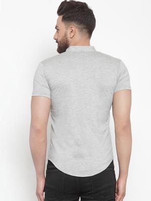 grey solid casual shirt - 16370375 - Standard Image - 3