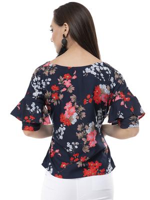 tie front floral top - 16371790 - Standard Image - 3