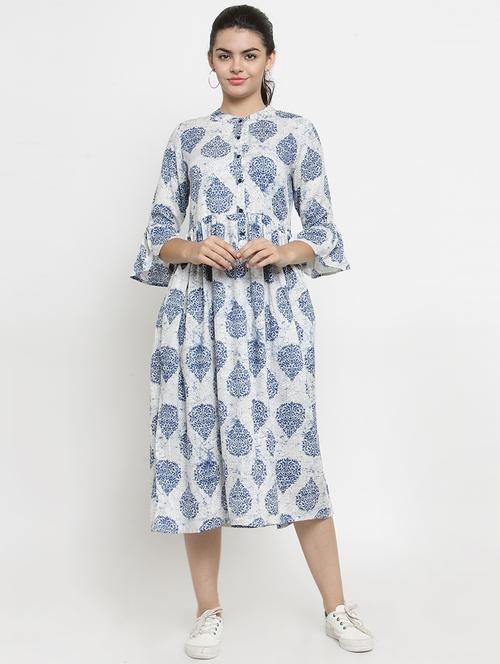 bell sleeved floral a-line dress - 16377131 - Standard Image - 1
