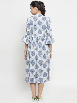 bell sleeved floral a-line dress - 16377131 - Standard Image - 3