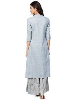 checkered kurta with palazzo set - 16377371 - Standard Image - 3