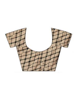 checkered printed saree with blouse - 16377940 - Standard Image - 3