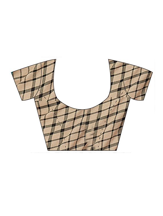 checkered printed saree with blouse - 16377940 - Zoom Image - 3