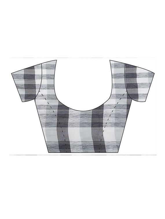 checkered printed saree with blouse - 16377942 - Zoom Image - 3