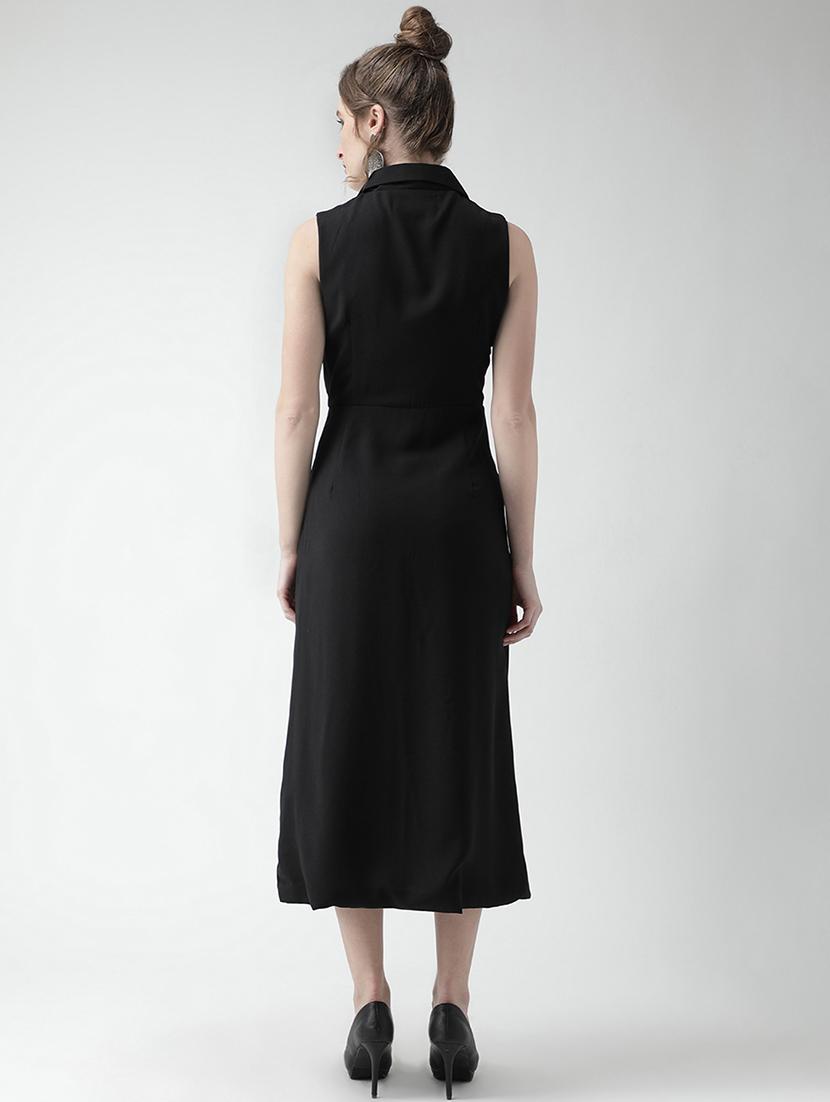 lapel neck button detail a-line dress - 16378765 - Zoom Image - 3
