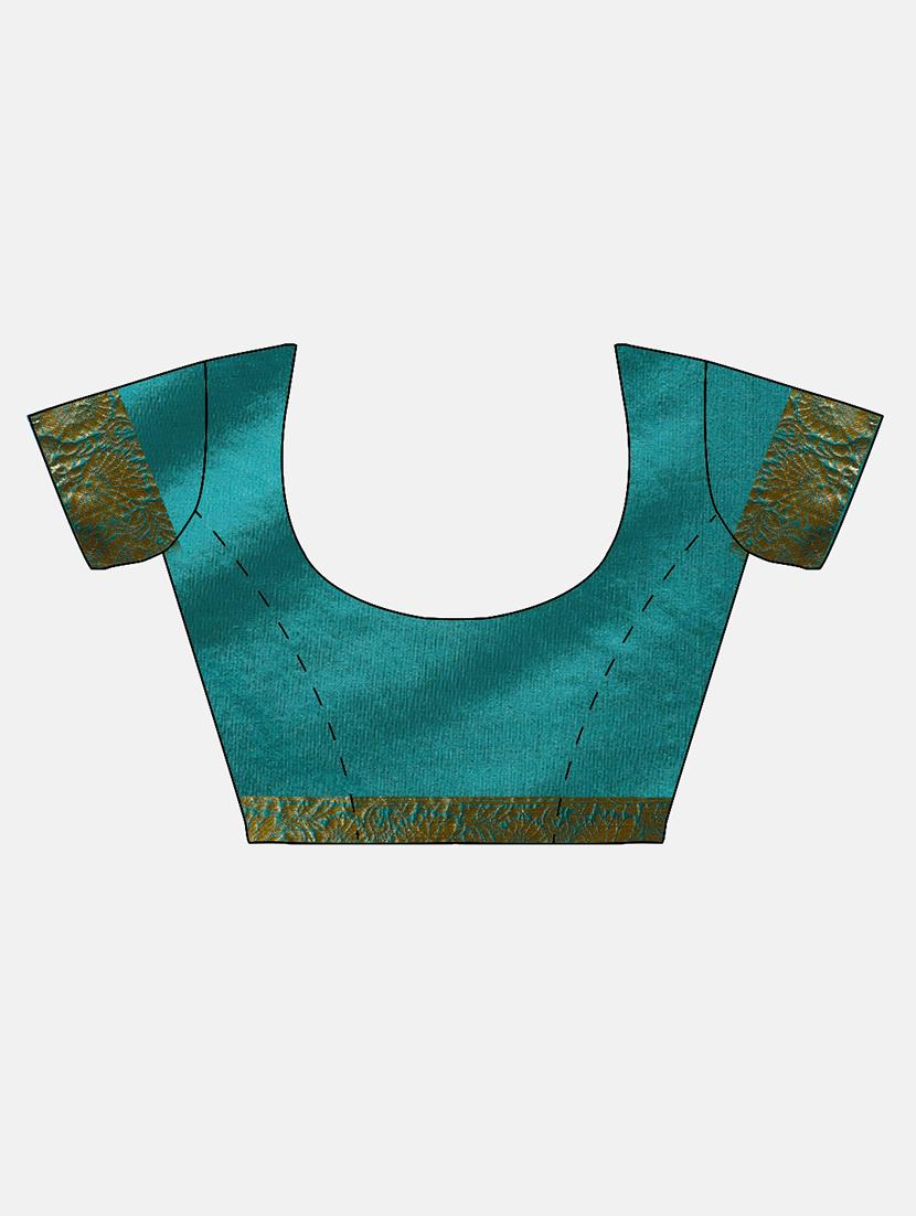 floral zari motif woven saree with blouse - 16378815 - Zoom Image - 3