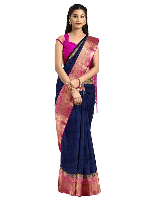 bordered kanjivaram saree with blouse - 16379078 - Very Small Image - 1