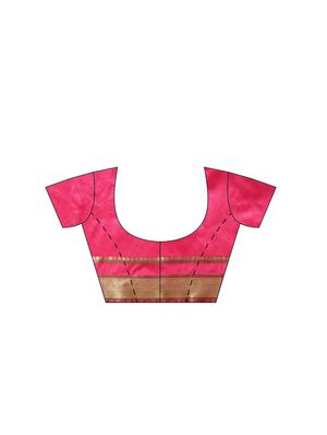 contrast woven saree with blouse - 16380843 - Standard Image - 3