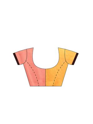 half & half plain saree with blouse - 16380848 - Standard Image - 3