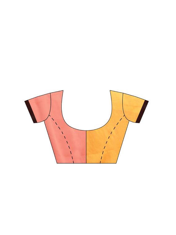half & half plain saree with blouse - 16380848 - Zoom Image - 3