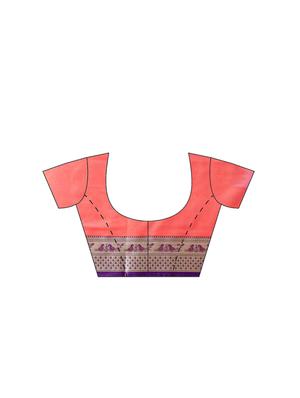 bordered woven saree with blouse - 16380884 - Standard Image - 3
