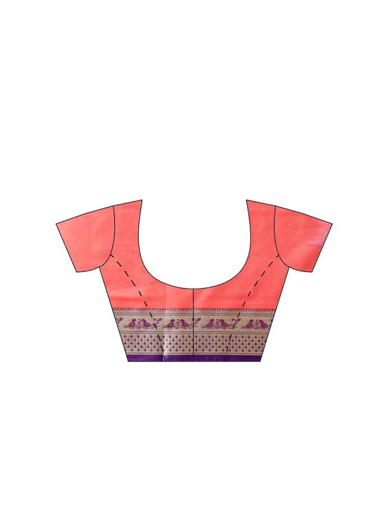 bordered woven saree with blouse - 16380884 - Zoom Image - 3